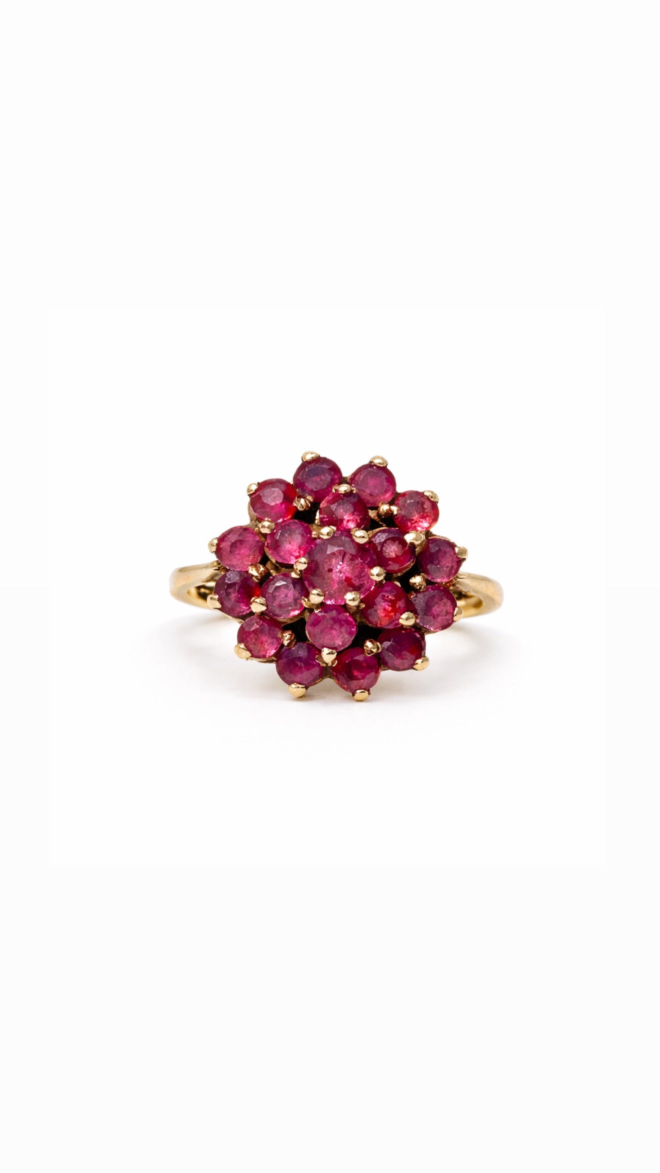 Vintage Yellow Gold Ruby Cluster Ring
