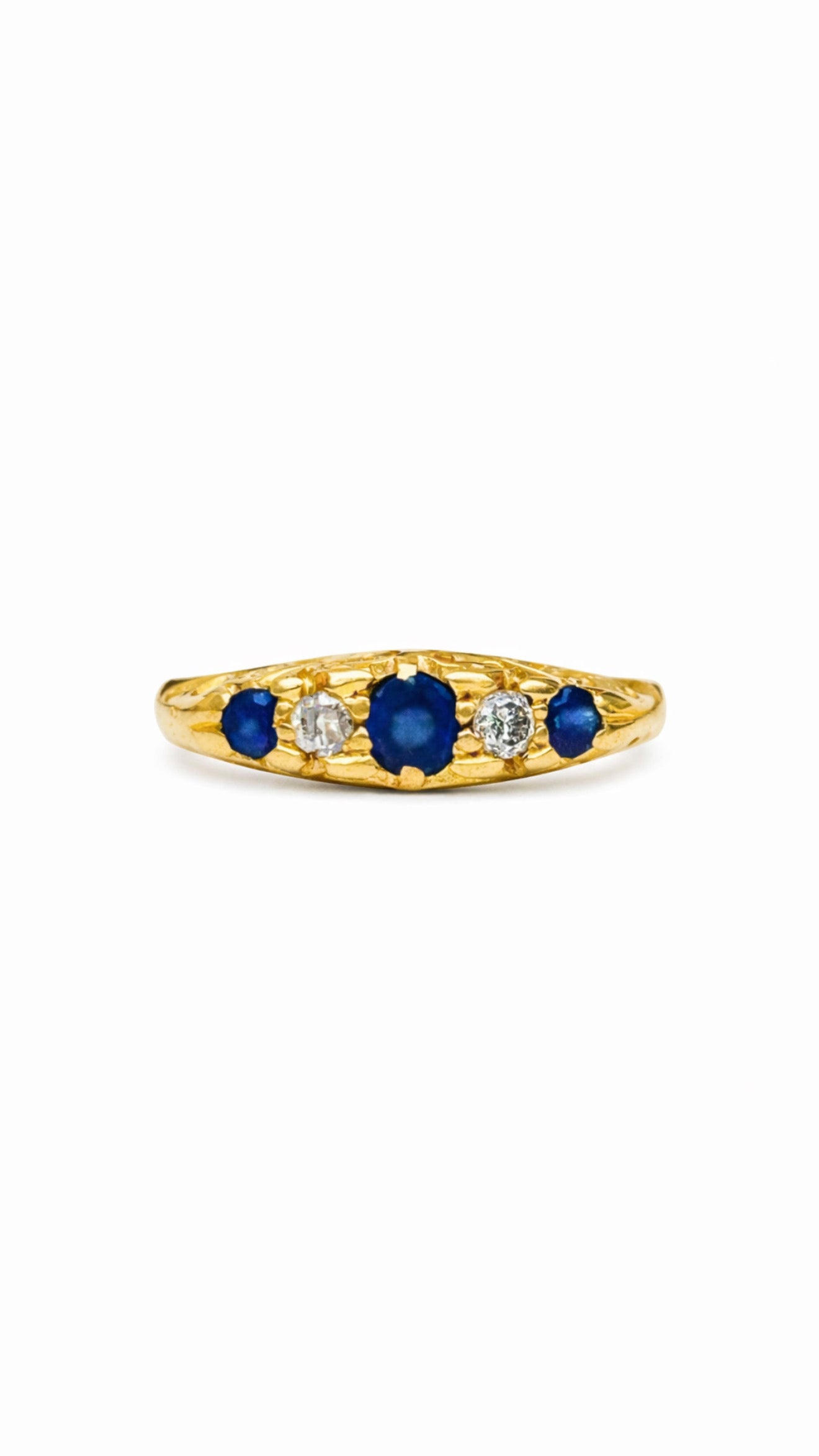 18ct Yellow Gold Sapphire & Diamond Five-Stone Ring