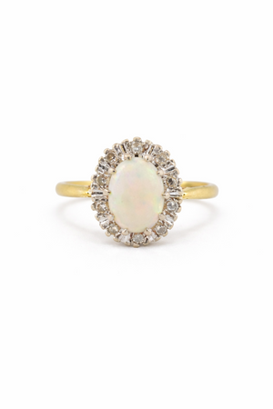1967 20th Century Gold Opal & Diamond Ring