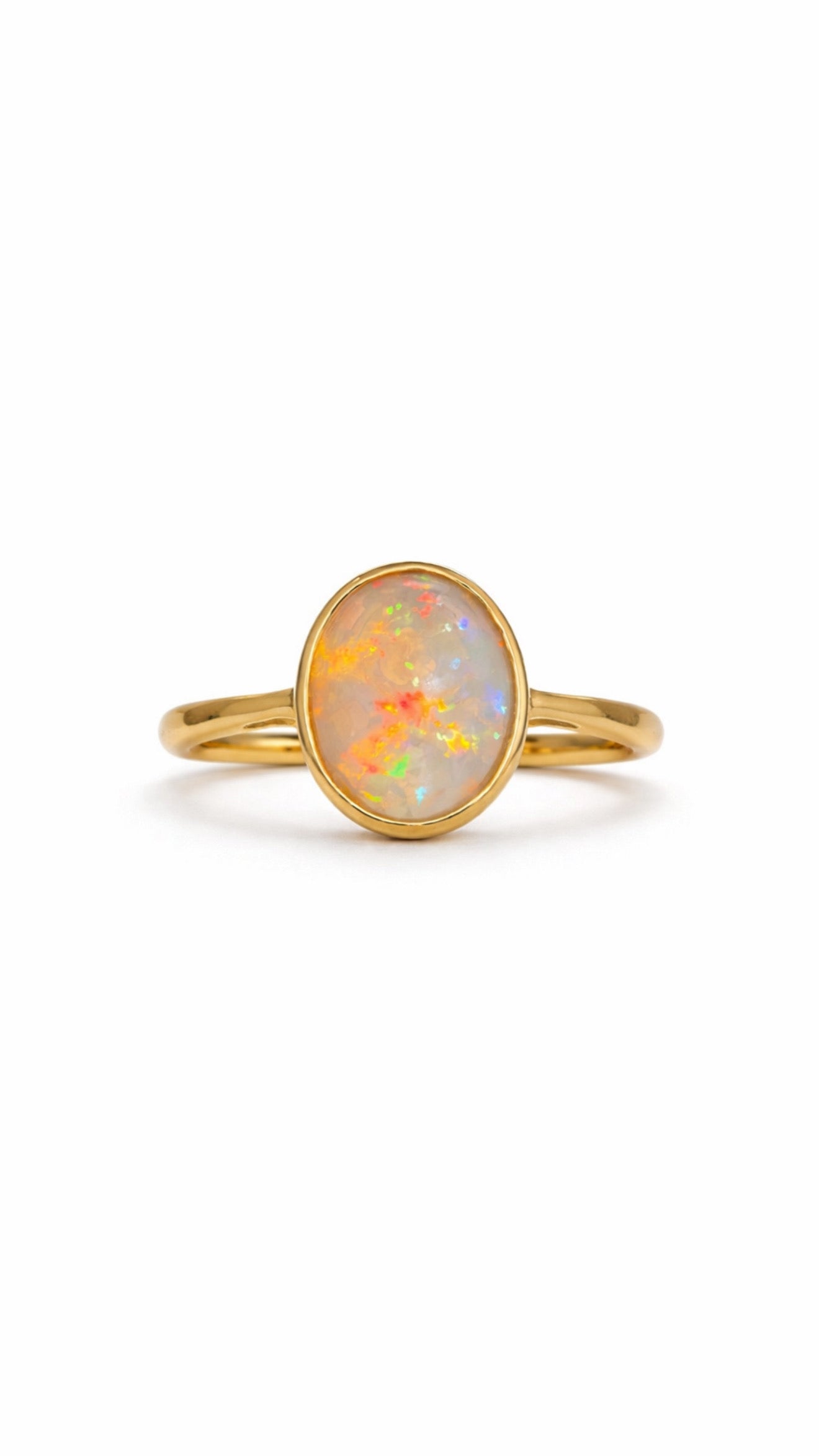 Vintage Yellow Gold Fire Opal Cabochon Ring