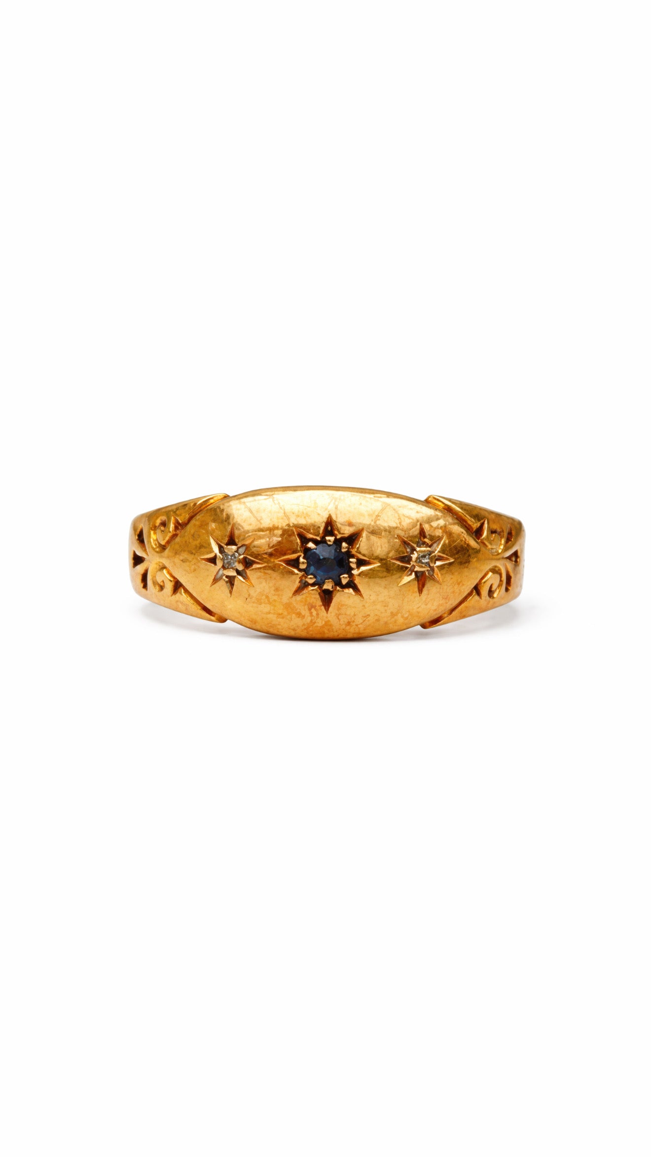 Antique 18ct Yellow Gold Sapphire & Diamond Star Ring