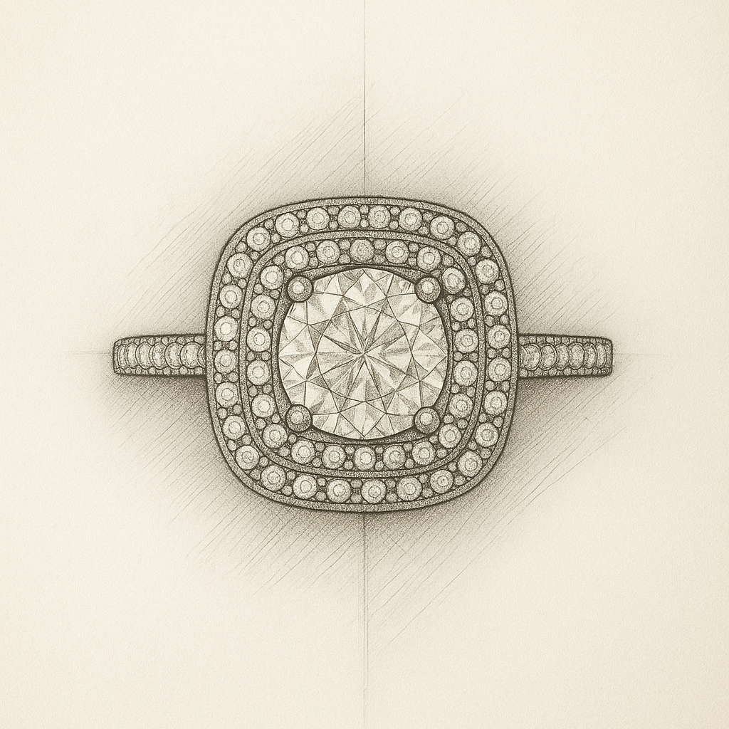 The Belgravia — Round Brilliant Double Halo Engagement Ring (6.5 mm Centre Diamond)