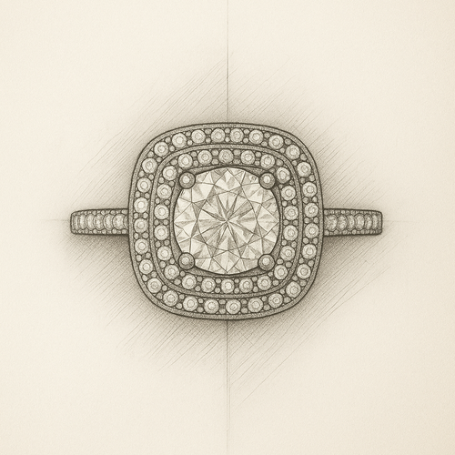 The Belgravia — Round Brilliant Double Halo Engagement Ring (6.5 mm Centre Diamond)