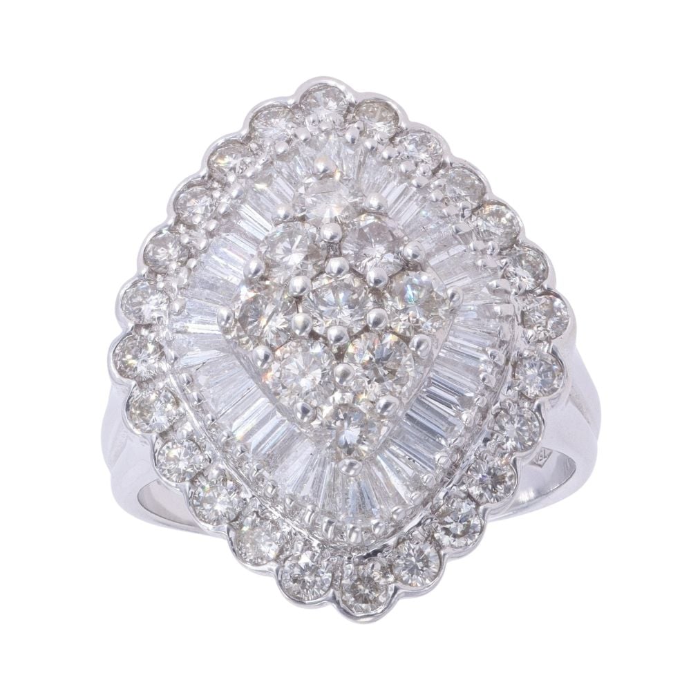 18ct White Gold 2.00ct Diamond Cluster Ring