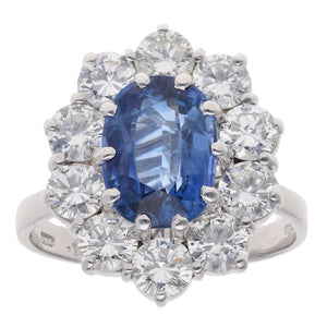 18ct White Gold 2.50ct Diamond and Sapphire Cluster Ring